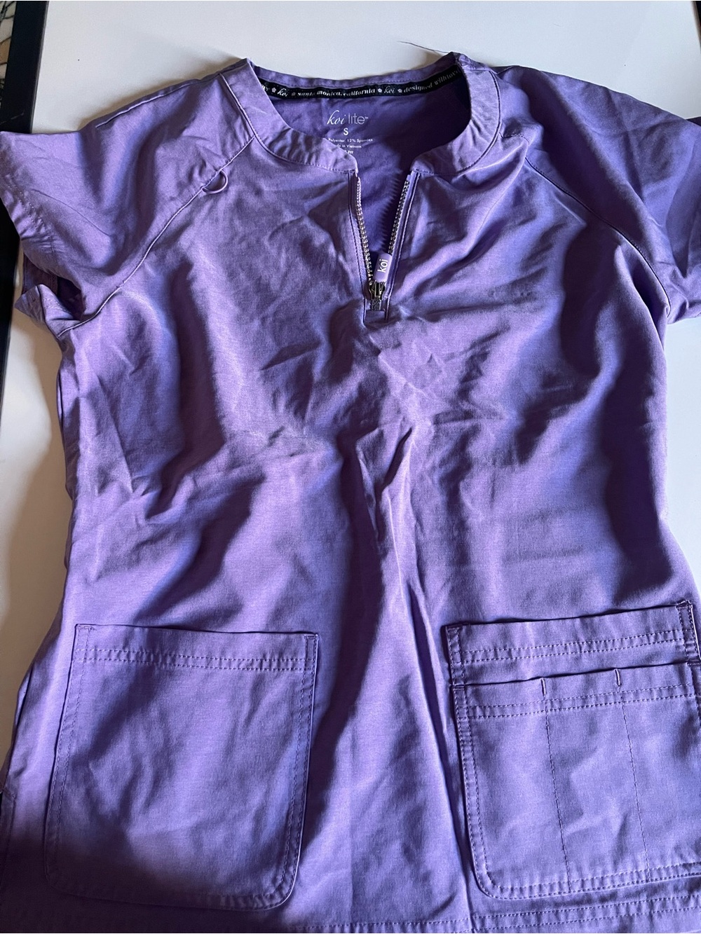 Purple Koi Lite Zip Front Scrub Top